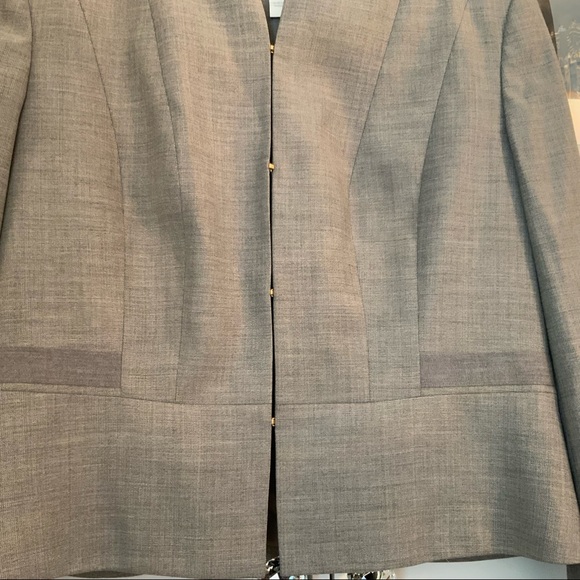 Boss Jamyva Stretch Virgin Wool Cropped Blazer Jacket Career Grey Size 12 - Picture 5 of 11